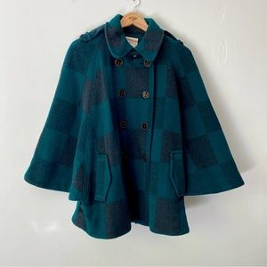 Anthropologie Wool Blanket Cape Coat